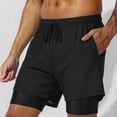 thumbnail image 2 of Hurxie Men's 2 in 1 Workout Running Shorts 5" with Pockets Quick Dry Gym Athletic Shorts with Compression Liner Black,M, 2 of 6