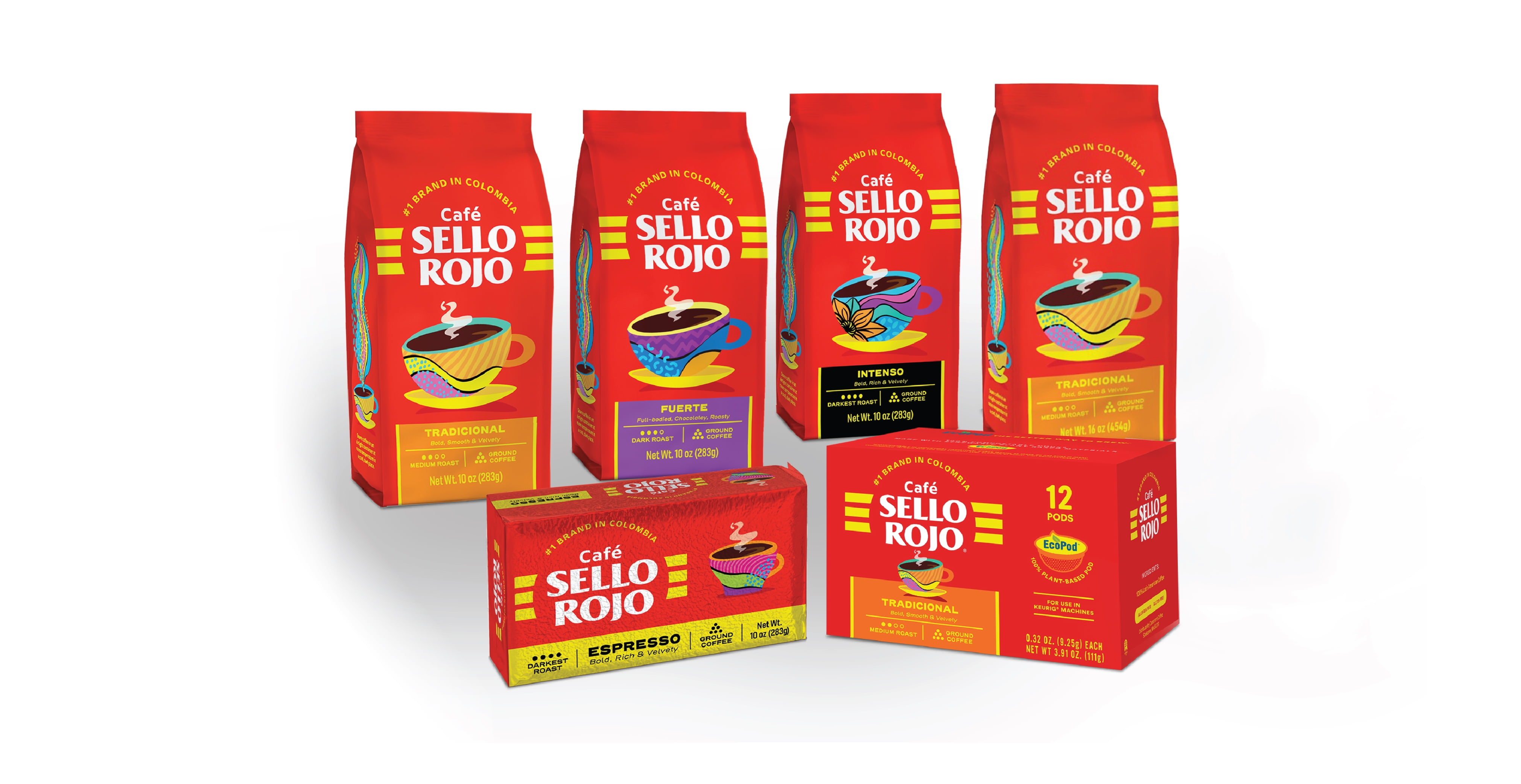 (6 pack) Cafe Sello Rojo Tradicional Coffee |Medium Roast Ground Coffee Bag | 10 Ounce