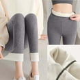 thumbnail image 5 of Chbgutlmr Fleece Lined Leggings for Women Ribbed High Waist Slim Fitted Bottom Pants Casual Warm Winter Comfy Pants, 5 of 9