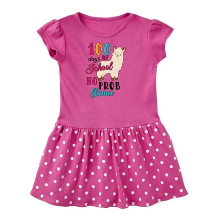 

Inktastic 100 Days of School No Prob Llama Gift Toddler Girl Dress