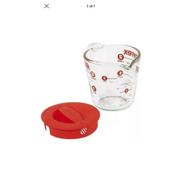 Pyrex Prepware 2Cup Measuring Cup, Clear with Red Lid and Measurements