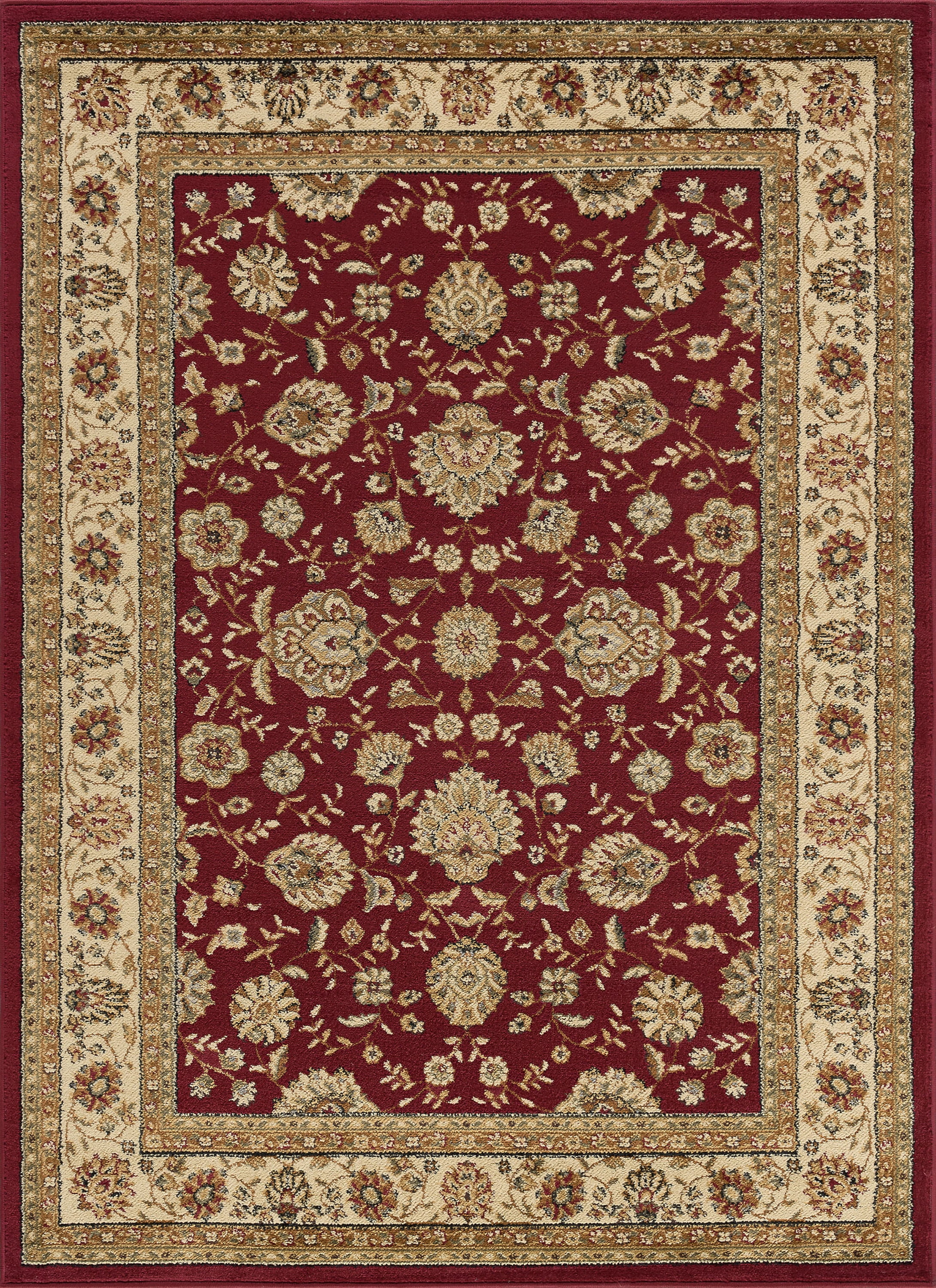 Elegance Traditional 9' x 12.6' Red and Beige Polypropylene Indoor Area Rug