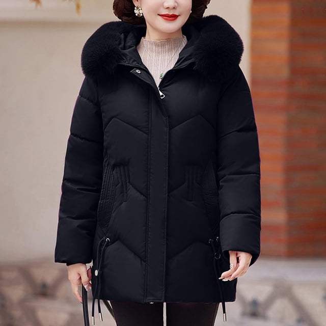 Puntoco Parkas De Algodón De Moda Con Capucha, Doble Bolsillo Y Hebilla De Cuerno De toro Y Manga Larga Para Mujer