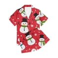 thumbnail image 6 of Feancey Christmas Short Set for Women Cute Snowman Print Lounge Pj Sets Soft Casual Button Down Pajamas and Shorts Sleepwear 2 Piece Outfits Multicolor S, 6 of 7