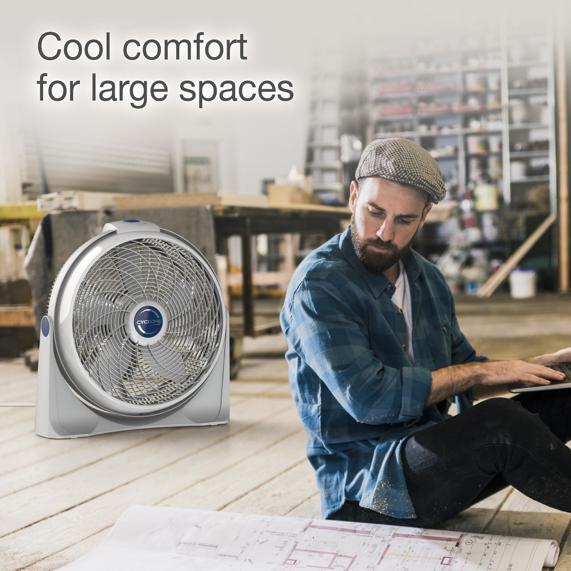 Lasko 20" Cyclone Air Circulator Floor Fan with Wall Mount Option, 23" Height, White, 3520, New - image 3 of 14