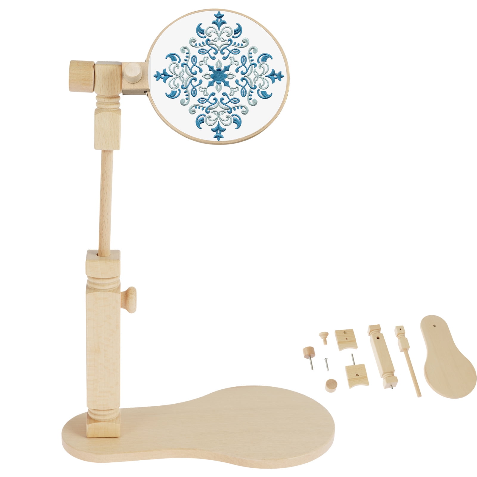 Toorise Wooden Embroidery Stand Adjustable Embroidery Hoop Stand Hands-Free Cross Stitch Stand 360° Rotated Embroidery Hoop Holder Cross Stitch Holder for DIY Craft Needlework Projects