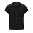 thumbnail image 5 of Ayolanni Women Tops and Blouses Under 15 Short Sleeve Black Solid Button-up Shirts Shirts for Teen Girls L, 5 of 8