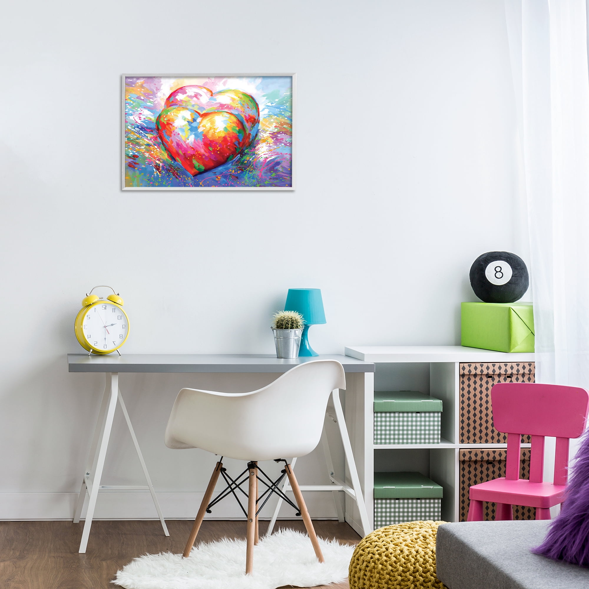 Stupell Industries Forever In My Heart Abstraction Abstract Painting White Framed Art Print Wall Art, 24 x 16