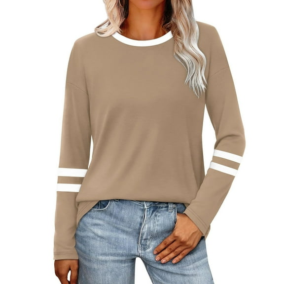 ZUKMRJPC Womens Crewneck Sweatshirts Casual Long Sleeve Patchwork Pullover Fall Winter Regular Fit Soft Cozy Cotton Tops