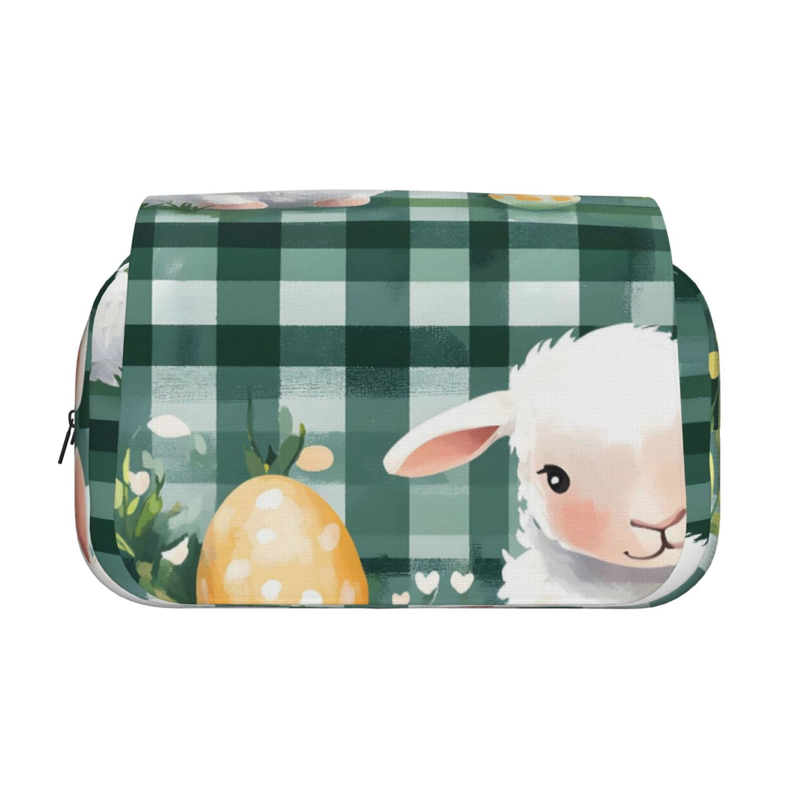 Large-Capacity Flip-Top Double-Layer Pencil Case, Multi-Functional Pocket Pen Case, Durable Stationery Organizer Easter Day Easter Lamb Leaves Watercolor Eggs