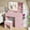 Pink-01, variant on LIVELYGLOW Vanity Set with Stool,Smart LED Mirror Makeup Vanity Set with Power Outlet,Vanity Dressing Table for Bedroom,White