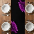 thumbnail image 6 of Purple Rose Table Runner - 108 Inch Long, Kitchen Dining Table Runner Dresser Scarves, Vintage Abstract Garden Flower Floral Black Farmhouse Decor for Coffee Tables Wedding Party Banquet, 6 of 8