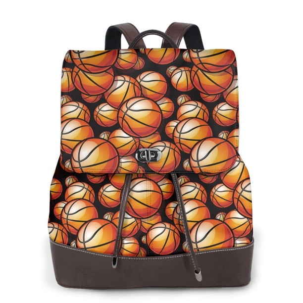 Balery Vintage Basketball Mochila de Cuero para Mujeres, Gran Capacidad, Bolsa de Viaje Multifuncional, Mochila de Cuero y Bolsa de Hombro para Mujeres