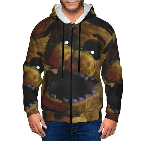 Saiise Five Nights At Freddy'S Mens Zip Up Hoodie Long Sleeve Full-zip Hooded Sweatshirt Pullover With Kangaroo Pocket S-3XL
