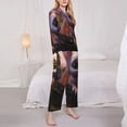 thumbnail image 3 of Salouo Adorable Fluffy Bat Pattern Women's Pajamas Set Long Sleeve Button Down Sleepwear Soft Pj Lounge Sets for women 2 Piece Pjs Set with Long Pants-X-Large, 3 of 7