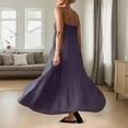 thumbnail image 4 of Women's Maxi Dress Contrast Trim, Spaghetti Straps, Sleeveless, for Summer Travel and Vacation, Made of Linen-like Material, 4 of 4