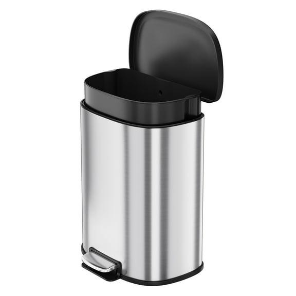 13.2 Gallon Trash Can Stainless Steel Kitchen Trash Can with Foot Pedal, Quiet Soft-Close Lid, Removable Liner, Slim Rectangle Modern Design for Home, Office, Commercial