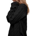thumbnail image 5 of Czanzd Women's Cable Knit Asymmetrical Hem Sweater Crewneck Pullover Top-Black,S, 5 of 6