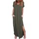 thumbnail image 1 of Vestido largo Gibobby para Mujer de verano dividido con bolsillo informal Color sólido cuello en V, 1 of 5