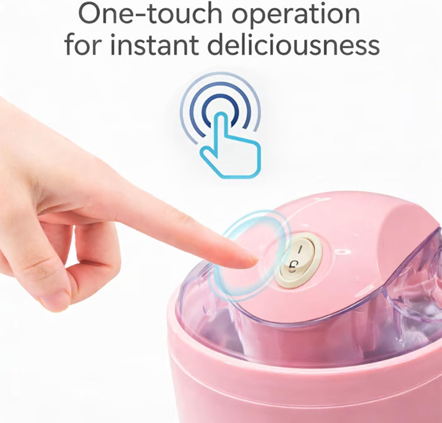 Mini Ice Cream Maker, 17oz Automatic Home Ice Cream Maker, 15-Minute Quick Freeze, One-Touch Control for Family Use
