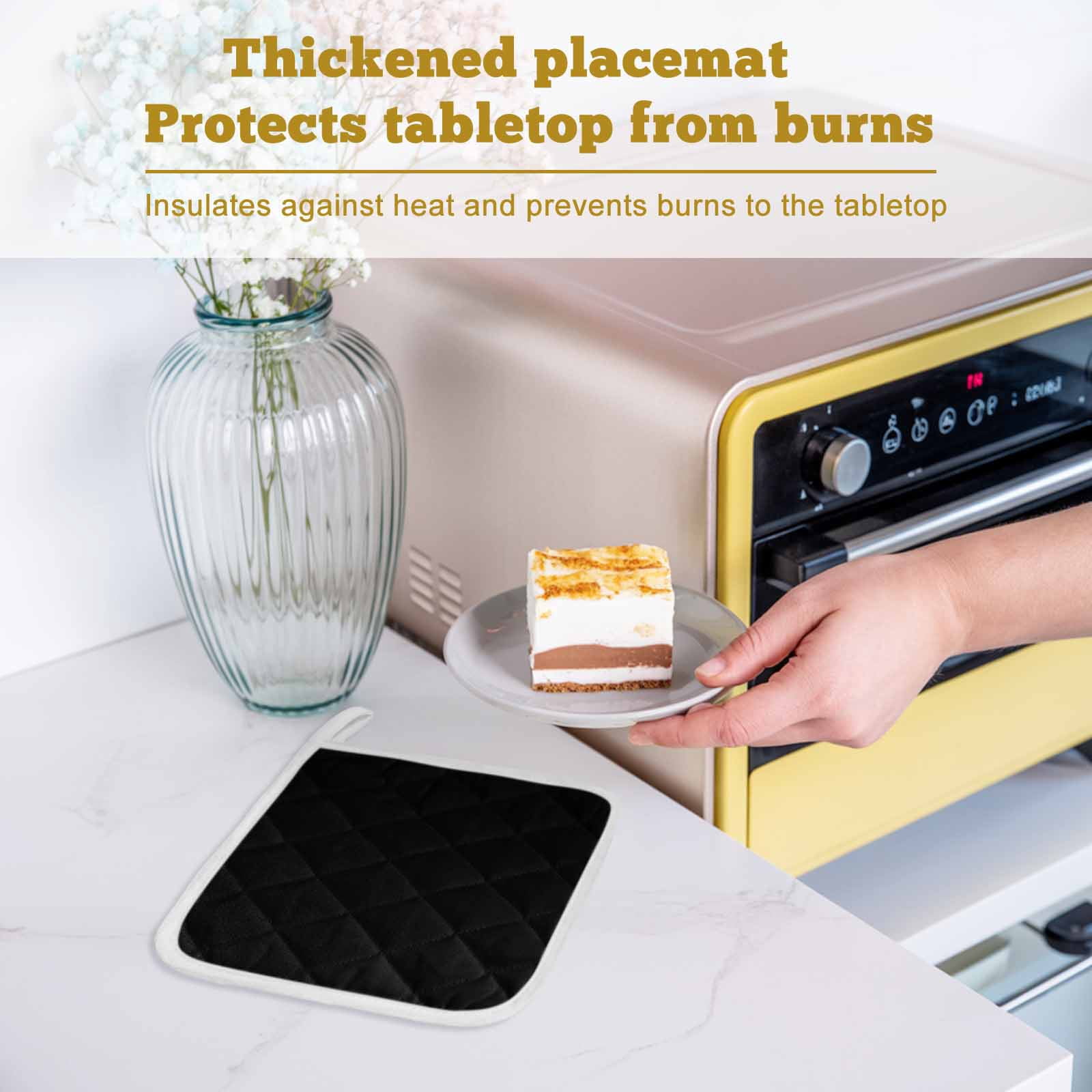 Black Pot Holders for Kitchen Heatproof Potholder, 2 Pack Pure Black Hot Pads Multipurpose Oven Pads Cloth Potholders Trivet for Cooking and Baking
