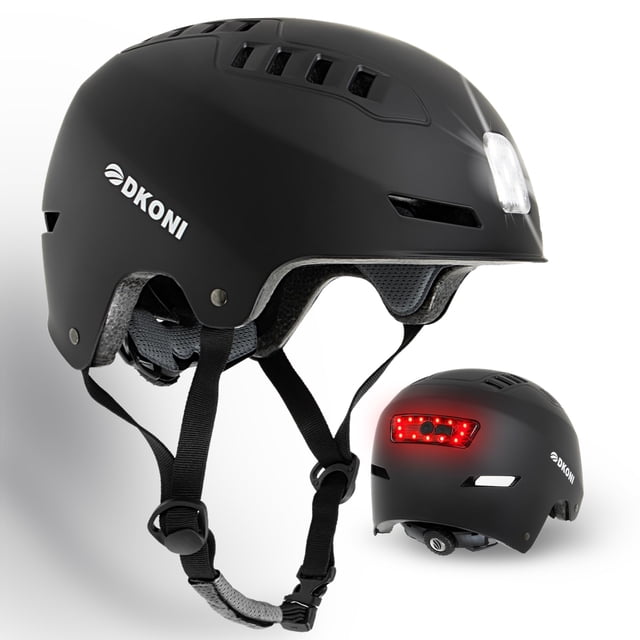 Casco de bicicleta DKONI con luces LED recargable por USB negro