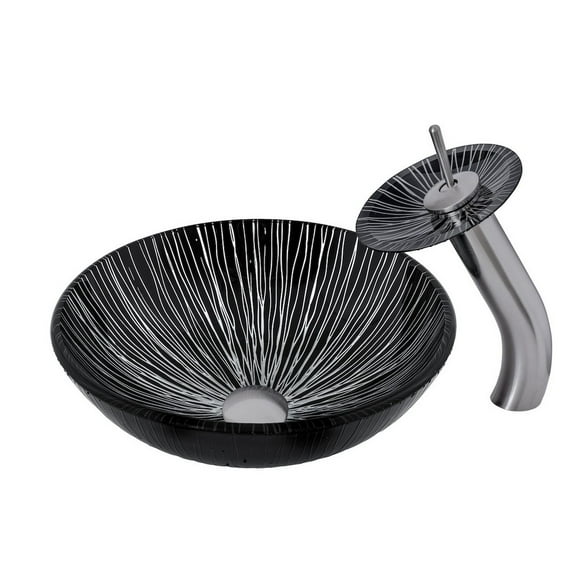 Godere Glass Circular Vessel Bathroom Sink with Faucet