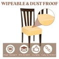 thumbnail image 4 of Paquete de 2 fundas de asiento de silla de comedor de PU, fundas elásticas para cojines de silla, protectores traseros impermeables para comedor, cocina, dormitorio, amarillo, 4 of 7
