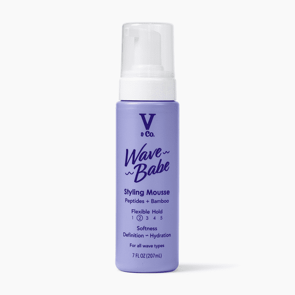 V&Co. Beauty Wave Babe Styling Mousse – Hair Mousse for Wavy Hair, Frizz Control & Volume – Lightweight Flexible Hold, Peptides & Bamboo Extract, 7 fl oz