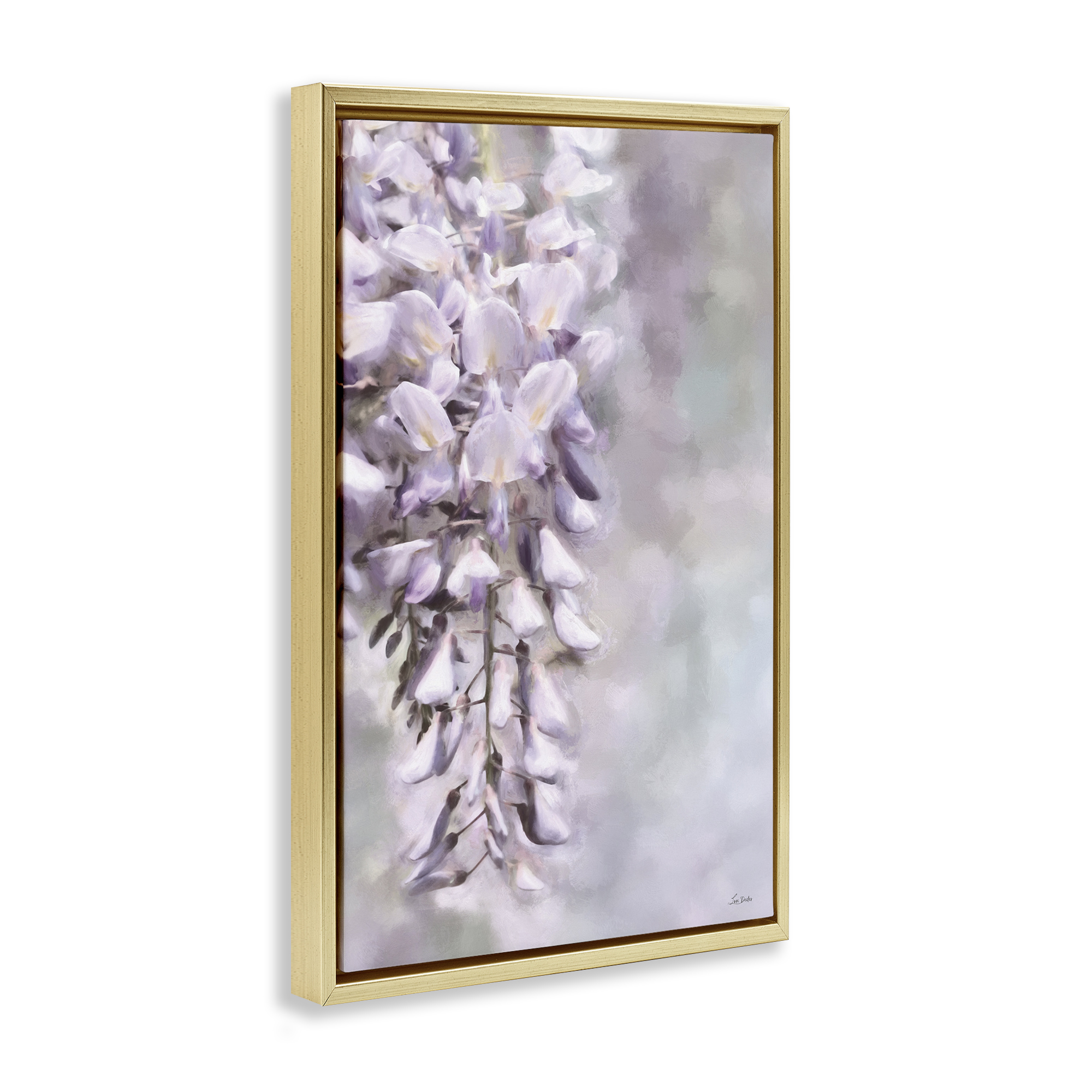 Stupell Industries Soft Foxglove Petals Botanical & Floral Painting Gold Floater Framed Art Print Wall Art, 17 x 25