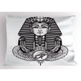 thumbnail image 2 of Ambesonne Egyptian Pillow Sham, Vintage Pharaoh Tattoo, 26" X 20", Black and White, 2 of 2
