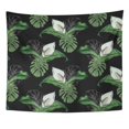 thumbnail image 1 of ZEALGNED Black Abstract Hand Botanical Vintage Tropical with Blooming Monstera Flower Green Aloha Wall Art Hanging Tapestry Home Decor for Living Room Bedroom Dorm 60x80 inch, 1 of 1