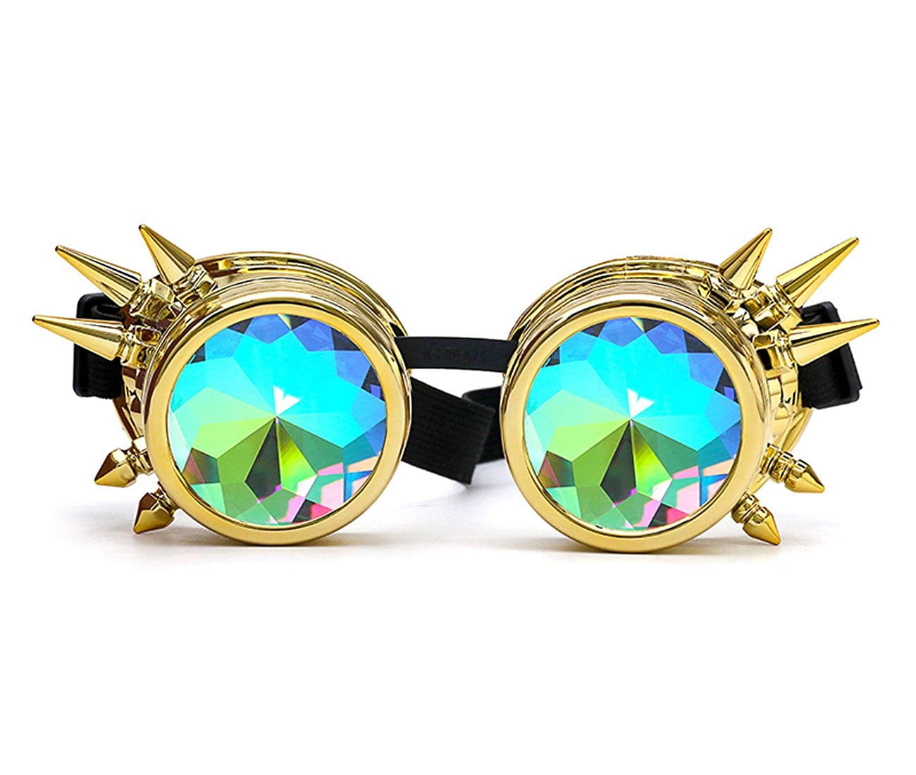 Kaleidoscope Rave Rainbow Crystal Lenses Vintage Goggles Glasses 
