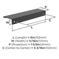 thumbnail image 3 of Amerock Streamline II 6 inch (152mm) Length Matte Black Cabinet Finger Edge Pull, 25 Pack, 3 of 4