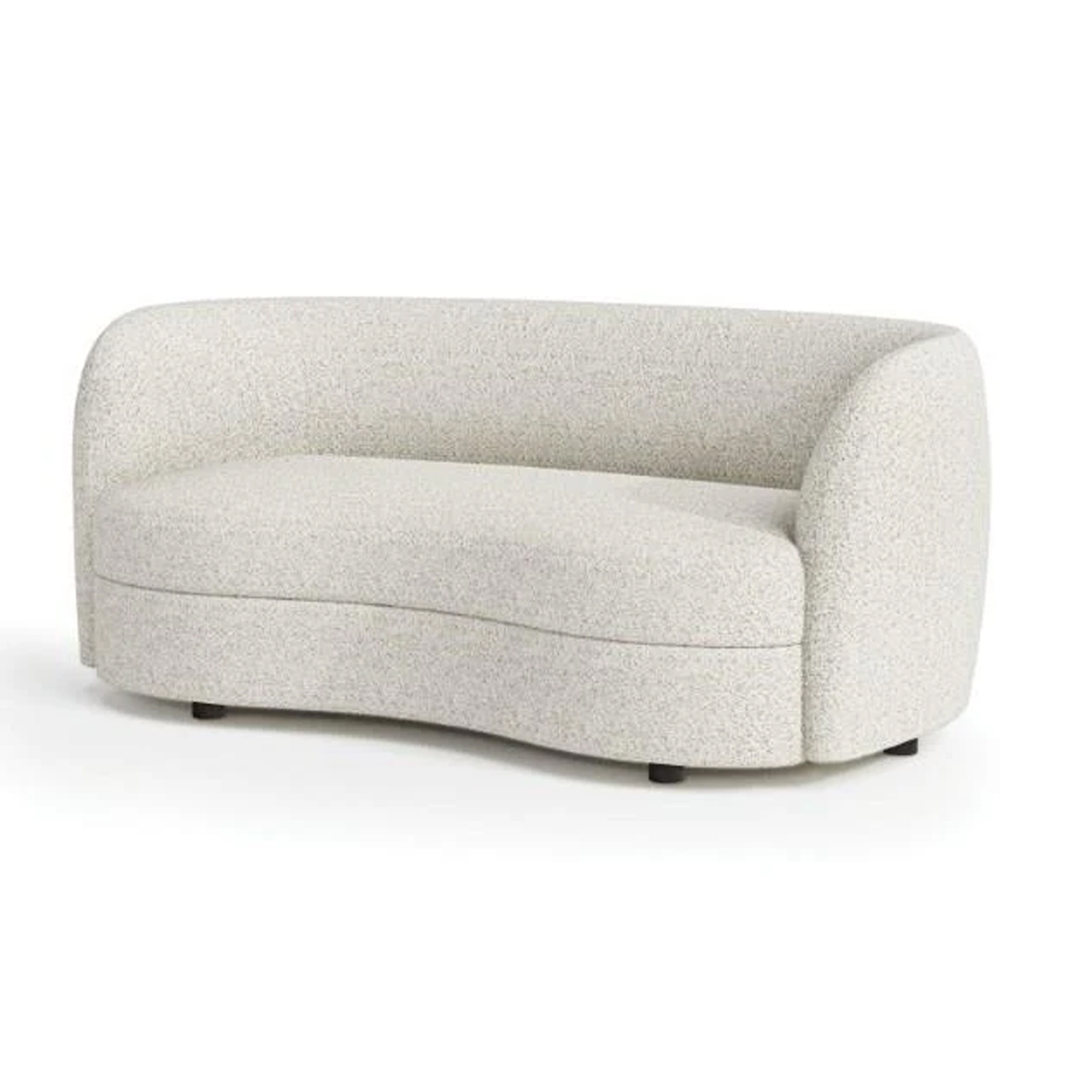 Srey Loveseat, 64 Inch, Modern White Boucle, Curved Kidney Shape