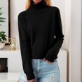 thumbnail image 3 of Fashion Women's Sweater with Turtleneck Loose Fit Long Sleeve Knit Thickened Polyester Perfect for Seasonal Styles, 3 of 8