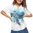 thumbnail image 3 of Binienty Sea Turtle Watercolor Boys Beach Shirt Casual Boys Button Up Dress Shirt Breathable Thin Cuban Collar Top Comfortable Youth Hawaii Outfits, 3 of 7