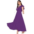 thumbnail image 2 of eloria Women's Ruffels Sleeve Party Wear Dress A-line Fit & Flare Long Dress Size: M | Color: Violet, 2 of 5