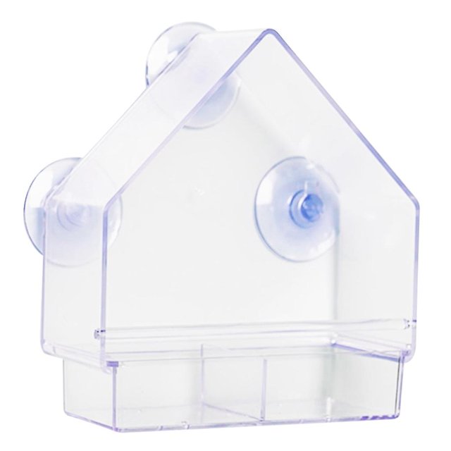 Comedero para pájaros con ventana transparente, comedero para colibríes con ventosa, casita para pájaros colgante