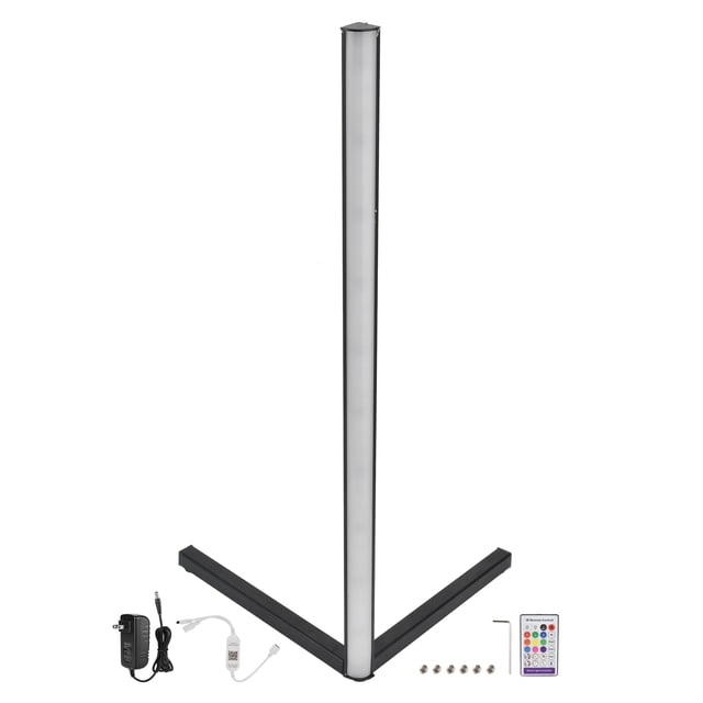 Lámpara de pie de esquina Aplicación WIFI 16 millones de colores Luz de barra de esquina con control remoto de 24 teclas para el hogar EE. UU. 100-240 V Carcasa negra