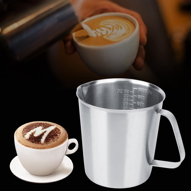 Taza para espumar leche de café, jarra para espumar leche de 1000 ml, jarra para espumar leche, para café de cocina,Jarra para espumar leche Taza para espumar leche Café Taza para espumar leche Jarra Higoodz Cocina, Decoración y Otros