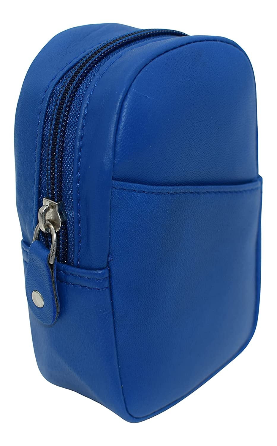 Marshal Genuine Leather Zipper Around Cigarette Case Holder and Lighter  Pouch for Men & Women 100's Blue