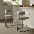thumbnail image 2 of Counter Stool Chair, Silver Brown, Fabric, Metal, Bar Pub Cafe Bistro Dining Kitchen Hospitality Restaurant, Modern Contemporary, HB37852, 2 of 10