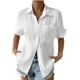 thumbnail image 3 of Blusa de manga corta con bolsillo de solapa informal para mujer, camisa de verano de Color sólido, 3 of 5