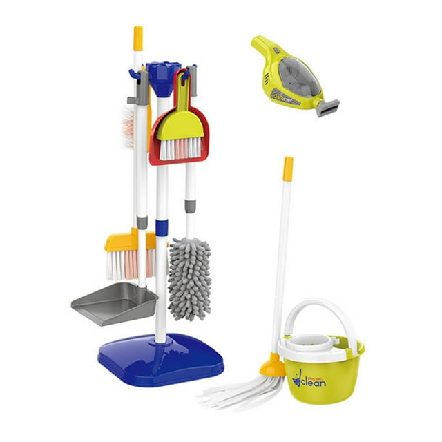 Herramienta de limpieza del hogar para niños, juguete de barrido para niños, desarrollo de hábitos, juego de limpieza de juguetes para niños y niñas 17 Uds.
