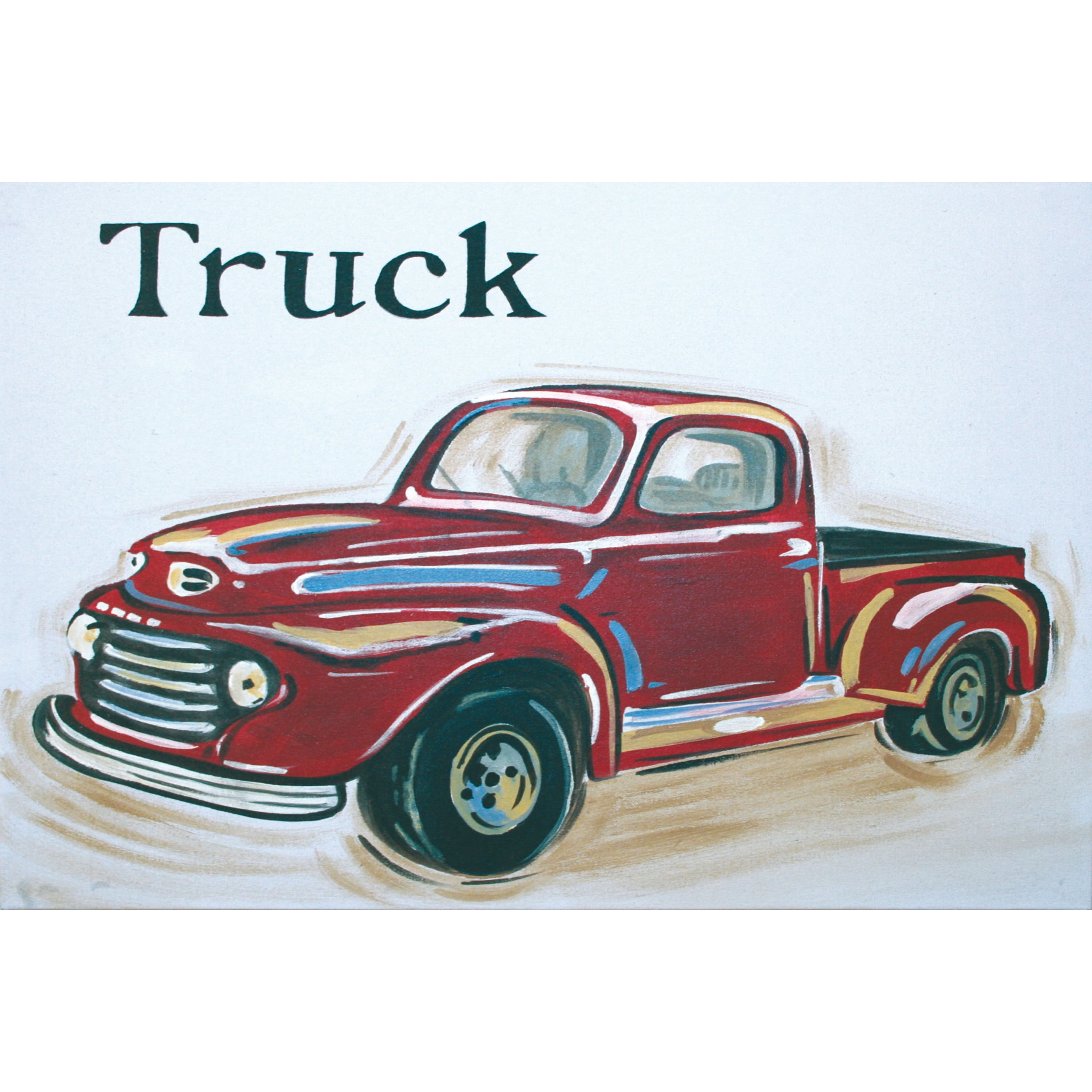 Marmont Hill "Red Truck" by Reesa Qualia Painting Print on Wrapped Canvas