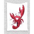 thumbnail image 1 of Lobster Tapestry, Illustration of a Happy Smiling Cartoon Lobster Waving His Pincers in the Air, Wall Hanging for Bedroom Living Room Dorm Decor, 60W X 80L Inches, White Dark Coral, by Ambesonne, 1 of 2