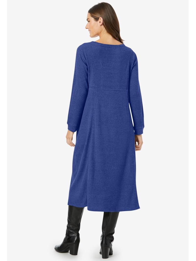 Woman Within Plus Size Thermal Knit A-Line Dress - Walmart.com Woman Within Plus Size Thermal Knit A-Line Dress - Walmart.com