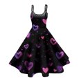 thumbnail image 4 of LWavelet 2026 Valentine's Girls' Brunch Spaghetti Strap Dress, Heart Print Fitted Waist Flared Swing Sundress Dark Purple M, 4 of 4