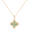 Gold, variant on Copper Zirconia Four Leaf Clover Necklace, Gold & Silver Tone Adjustable Chain with Green Stone Centers, Lucky Charm Jewelry Gift for Women